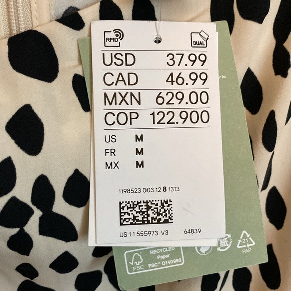 SOLD** NWT H&M Draped Spotted Dress - Picture 8 of 9